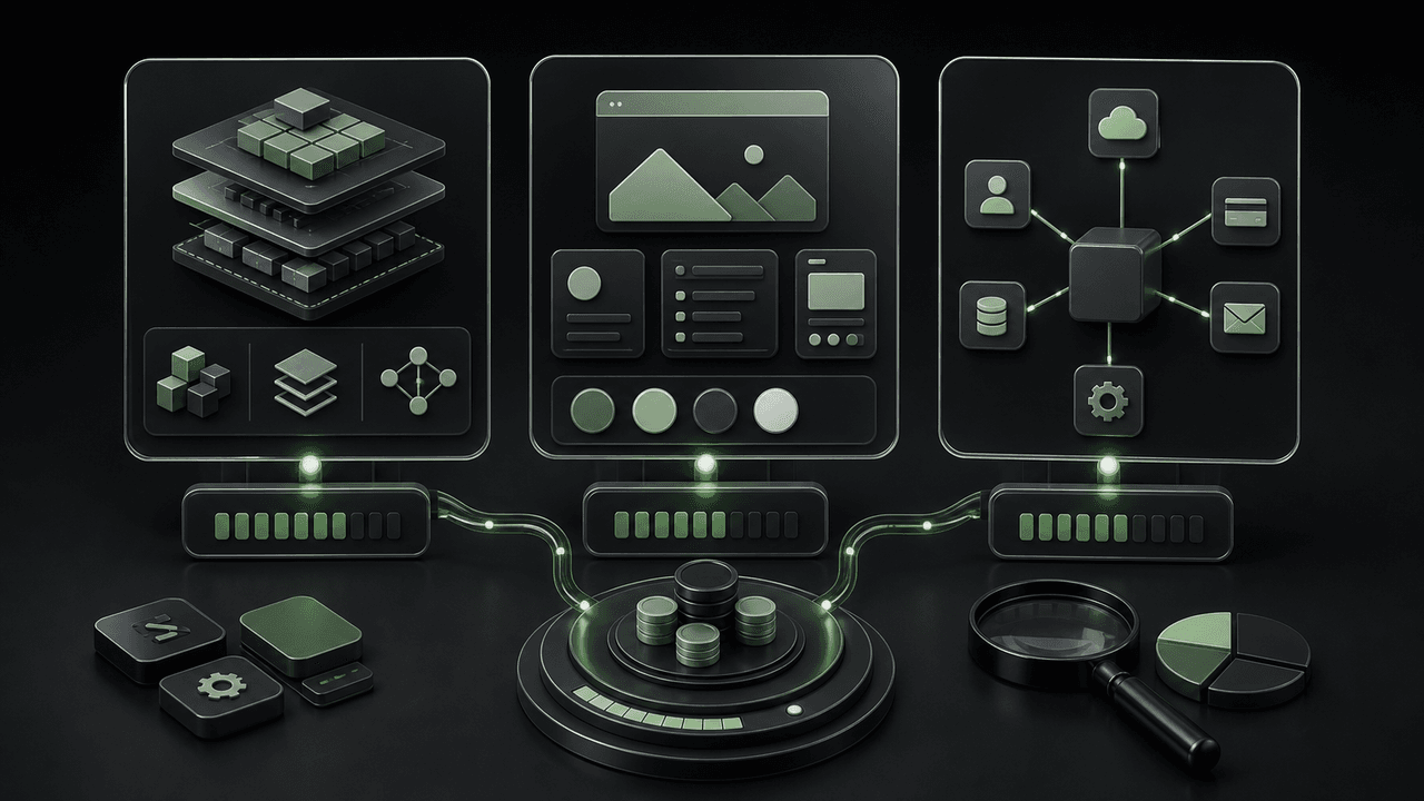 Diagram illustrating software development cost drivers: Complexity (High), Design (Medium), Integrations (Low).